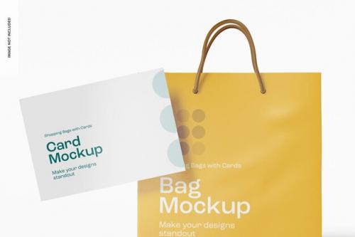 Bag With Paper Card Mockup, Close Up