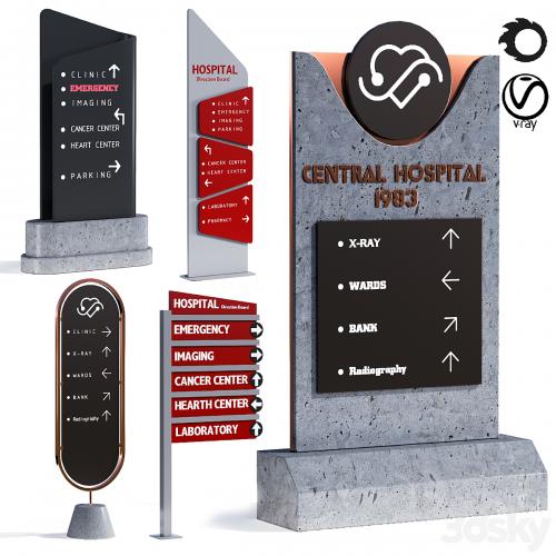 3d model of hospital information board for exterior