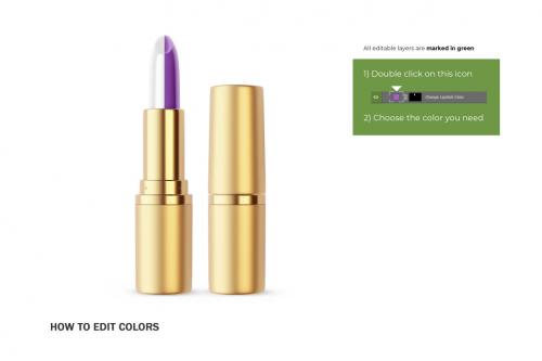 Deeezy - Gold Round Lipstick - Cosmetic PSD Mockup