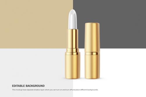 Deeezy - Gold Round Lipstick - Cosmetic PSD Mockup