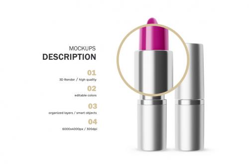 Deeezy - Silver Round Lipstick - Cosmetic PSD Mockup