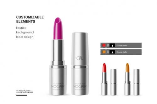 Deeezy - Silver Round Lipstick - Cosmetic PSD Mockup