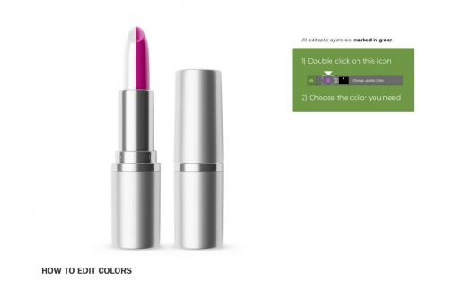 Deeezy - Silver Round Lipstick - Cosmetic PSD Mockup