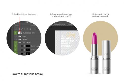 Deeezy - Silver Round Lipstick - Cosmetic PSD Mockup