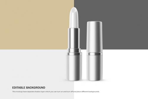 Deeezy - Silver Round Lipstick - Cosmetic PSD Mockup