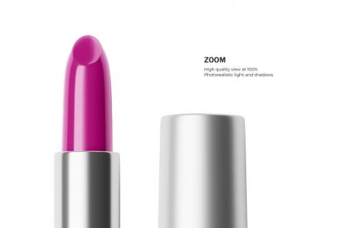 Deeezy - Silver Round Lipstick - Cosmetic PSD Mockup