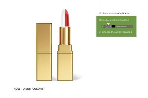 Deeezy - Gold Square Lipstick - Cosmetic PSD Mockup