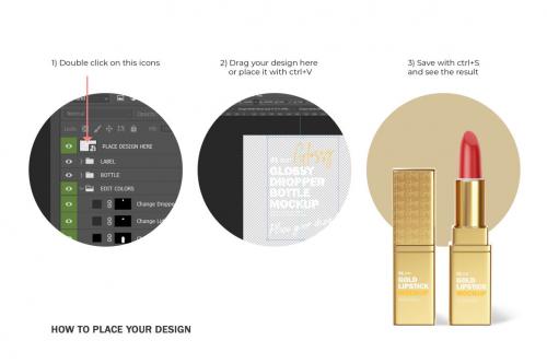 Deeezy - Gold Square Lipstick - Cosmetic PSD Mockup