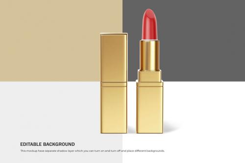 Deeezy - Gold Square Lipstick - Cosmetic PSD Mockup