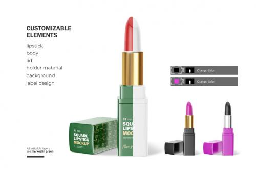 Deeezy - Plastic Square Lipstick - Cosmetic PSD Mockup