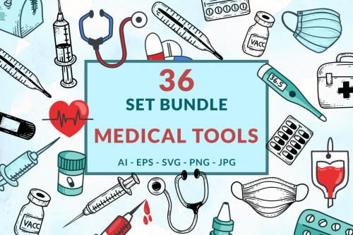 Deeezy - 36 FREE Medical Doodle Clipart Set