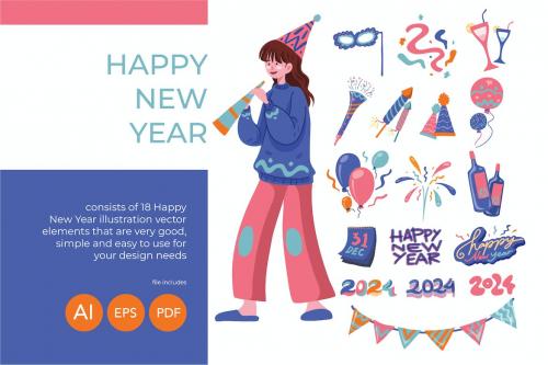 New Year Vector Illustration Element