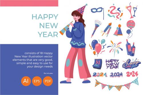 New Year Vector Illustration Element