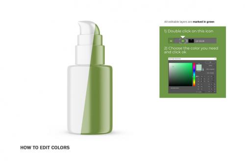 Deeezy - Plastic Pump Bottle With Editable Lid - Cosmetic Product Mockup