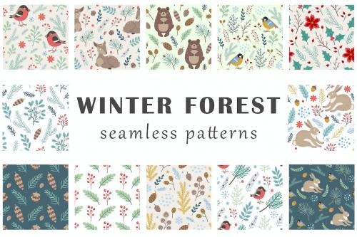 Winter Forest Seamless Patterns