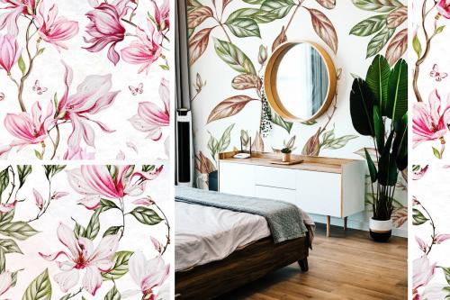 6 Magnolia seamless patterns