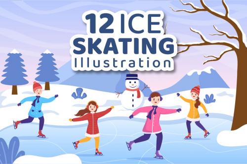 Deeezy - 12 Ice Skating Design Illustration