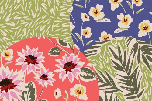 Retro Flowers. 12 seamless patterns