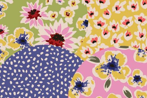 Retro Flowers. 12 seamless patterns