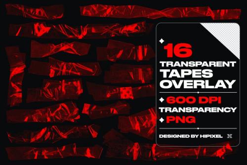 Transparent Plastic Red Tapes Overlay