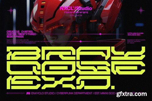 NCL Brayqose Expanded - Cyberpunk Futuristic Font LZDDMWL