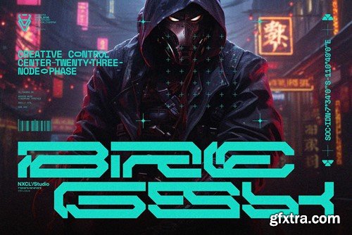 NCL Brayqose Expanded - Cyberpunk Futuristic Font LZDDMWL