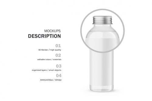 Deeezy - Glass Water Bottle With Editable Lid - PSD Mockup