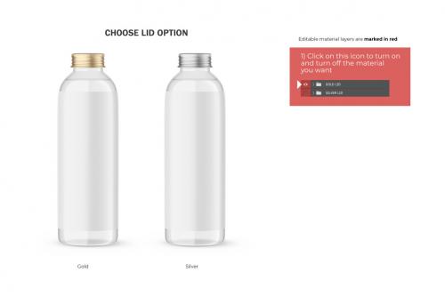 Deeezy - Glass Water Bottle With Editable Lid - PSD Mockup