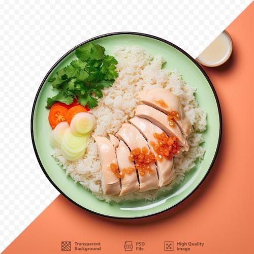 Asian Style Steamed Chicken And Rice Dish Known As Hainanese Chicken Rice