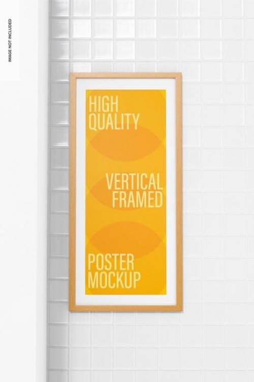 Vertical Framed Poster Mockup, Front View