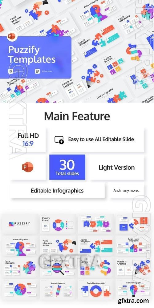 Puzzle Infographic PowerPoint Template AF79U9P