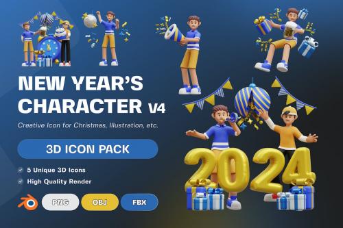 New Year's Character 3D Illustration V4