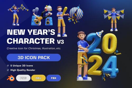 New Year's Character 3D Illustration V3