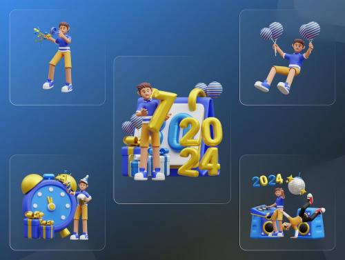 New Year's Character 3D Illustration