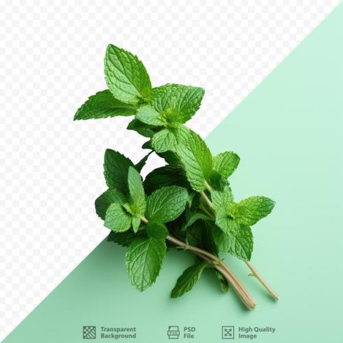 A Cluster Of Spearmint On A Transparent Background