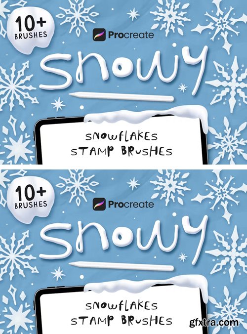 Snowy - 10+ Snowflakes Stamp Brushes for Procreate