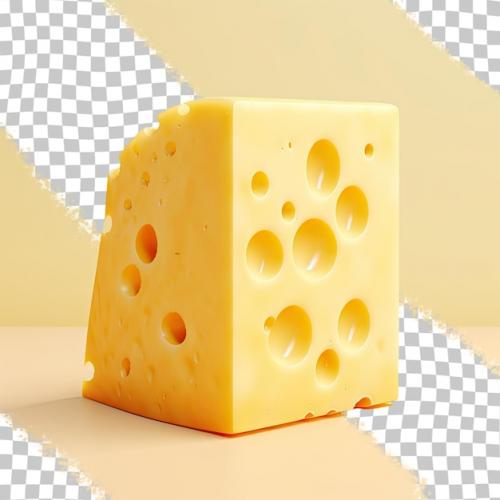 Cheese Block Isolated On Transparent Background Cut Out