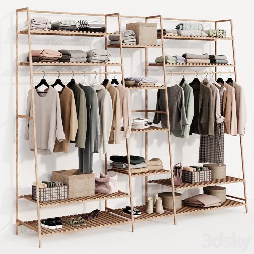 Clothes wardrobe wooden rack