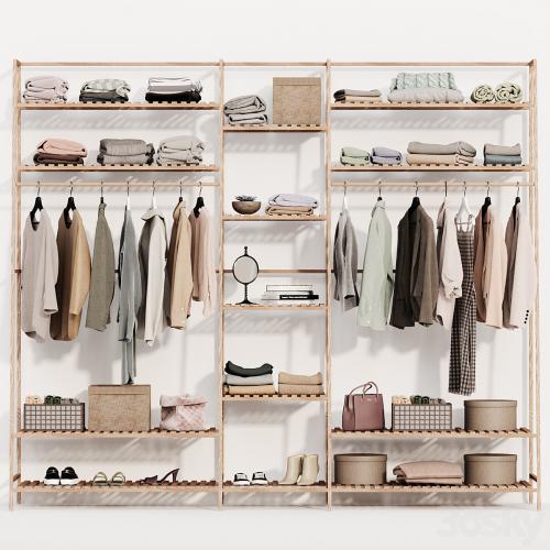 Clothes wardrobe wooden rack