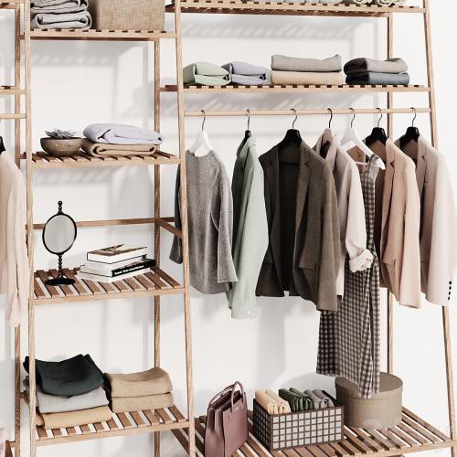 Clothes wardrobe wooden rack