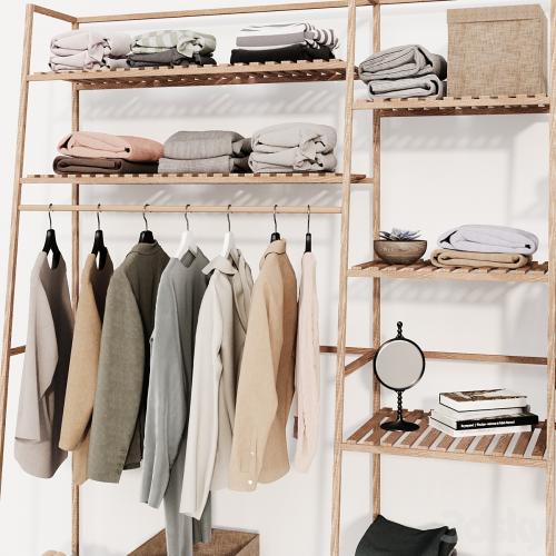 Clothes wardrobe wooden rack