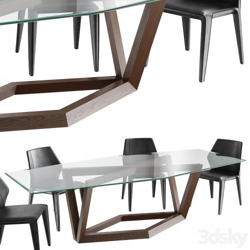 Dining set natuzzi frida chair C014 hex table E015