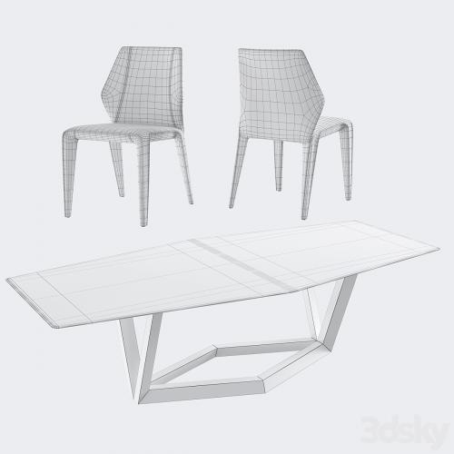 Dining set natuzzi frida chair C014 hex table E015