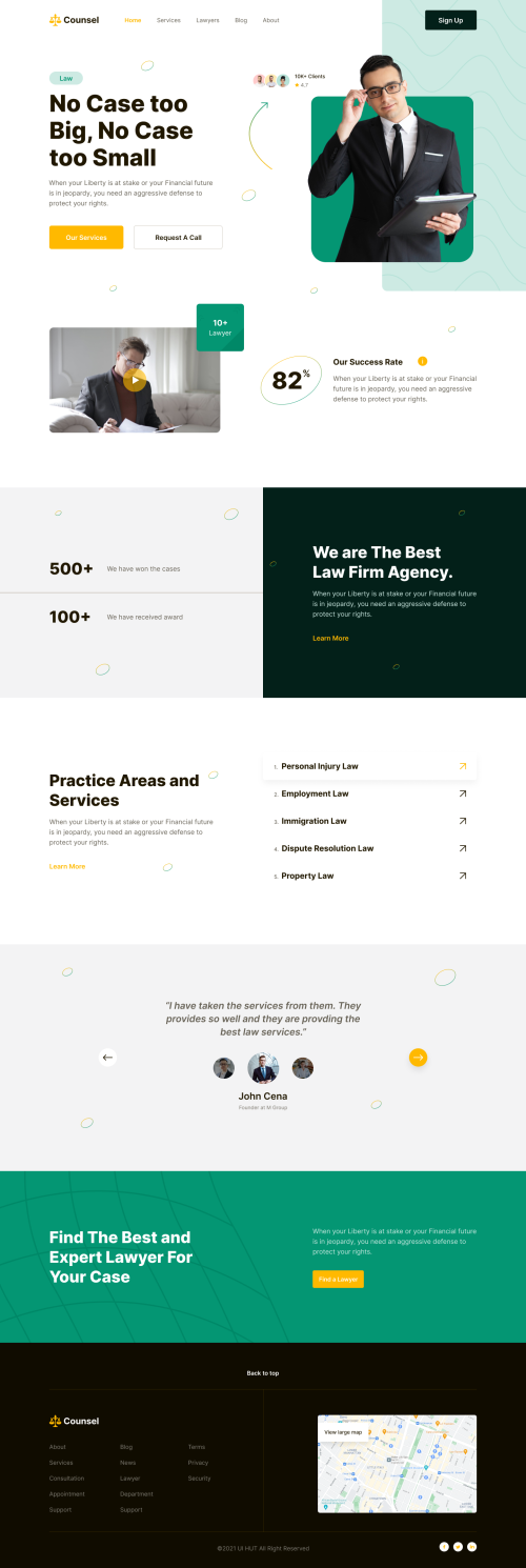 UIHut - Counsel Law Firm Landing Page - 18158