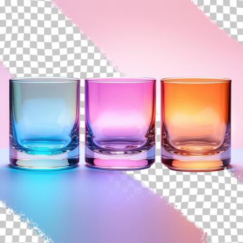 Colored Glassware For Beverages Set On Transparent Background Suitable For Bars Restaurants Pubs Cafes