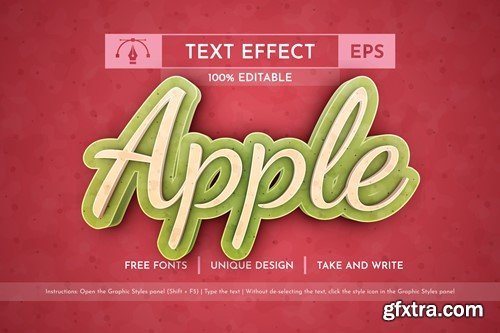 3D Apple - Editable Text Effect, Font Style 6HWVHHA