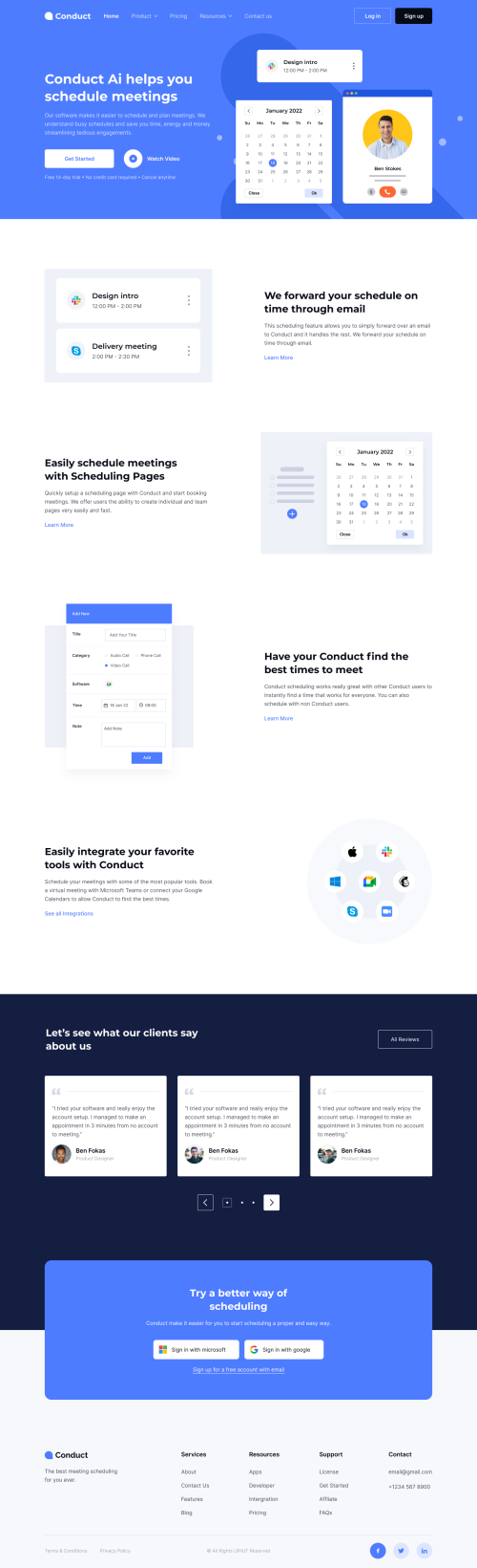 UIHut - Meeting Arrange Landing Page - Conduct - 19007