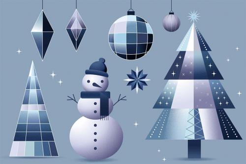 Winter Wonderland Christmas Illustration Set