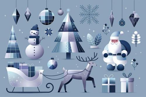 Winter Wonderland Christmas Illustration Set