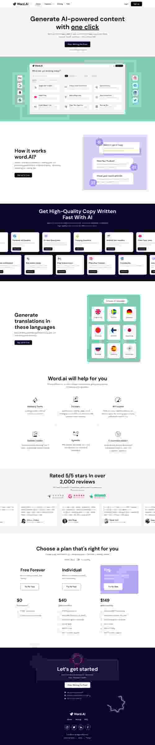 UIHut - Article Generator Landing Page - Word.ai - 19278